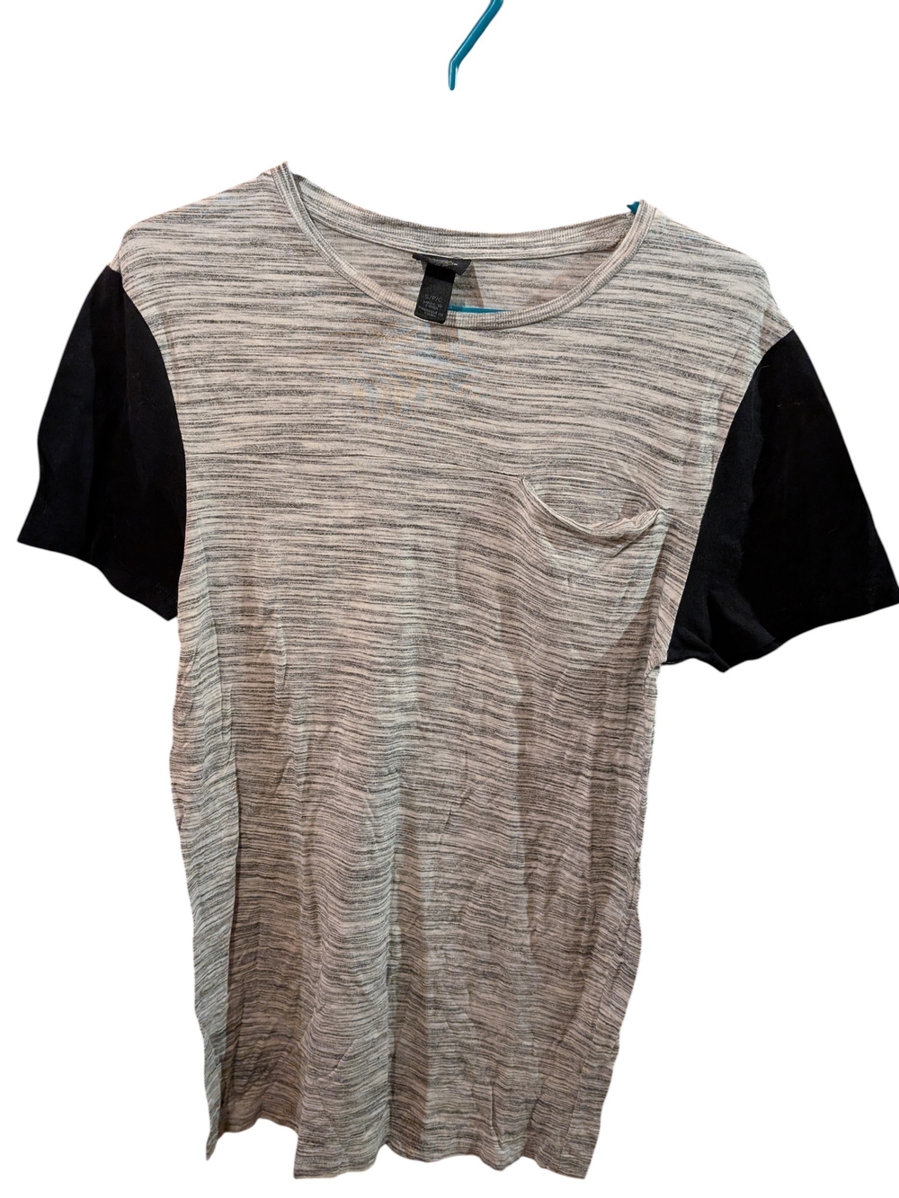 Urban Outfitters Gray Space-Dye Tee with Black Sleeves